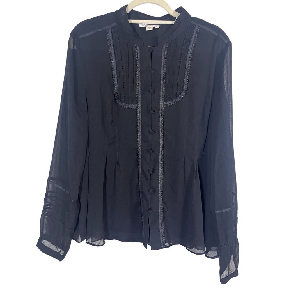 Coldwater Creekโ Sheer Top XL Black Witchy Whimsigoth Fairy Peasant Boho Western